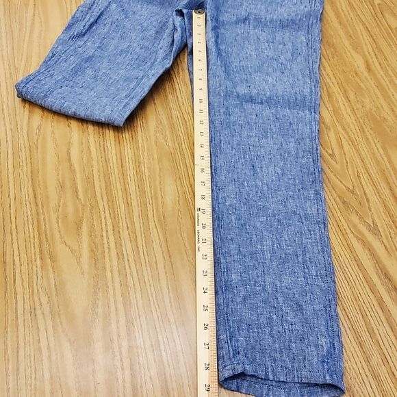 J. Jill Love Blue Linen Pull on Cropped Straight Leg Pants Womens Small - Picture 8 of 10